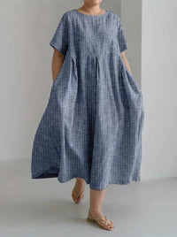 Evelyn | Ladies Casual With Retro Stripe Design Loose Dress