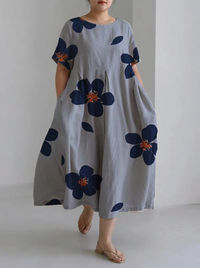 Isabella | Spring and Summer Casual Loose Round Neck Floral Skirt Dress