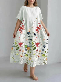 Zoey | Loose Women's Clothing Casual Plant Flower Print Dress
