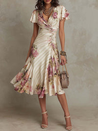 Alba™ | Elegant Midi dress in retro style with floral pattern