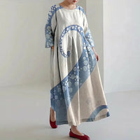 Emily | Octopus Art Linen Blend Casual Maxi Dress