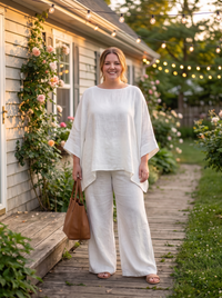 Cristina | Two-Piece Set with Long Sleeves and Wide-Leg Pants